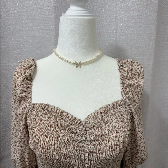 Blush Womens Cottagecore Smocked Floral Mini Dress Size Small Coquette Fairycore - Picture 6 of 15